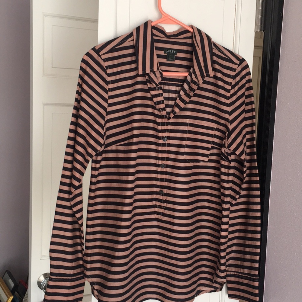 J Crew black & brown striped blouse